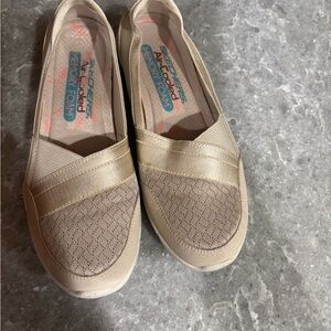 Skechers Women's Taupe Slip-On Memory Foam Flats